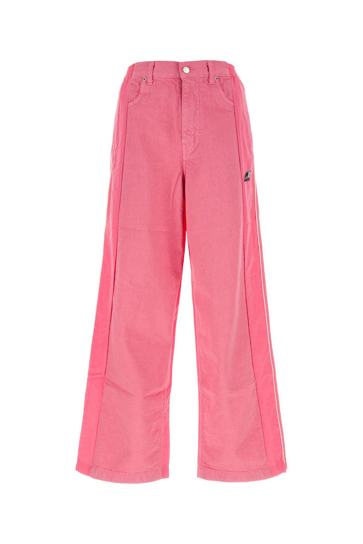 Pink cotton wide-leg pant