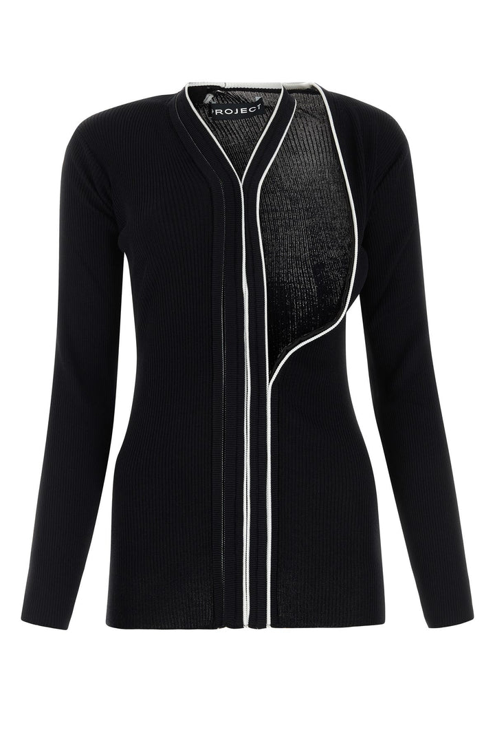 Black stretch viscose blend cardigan