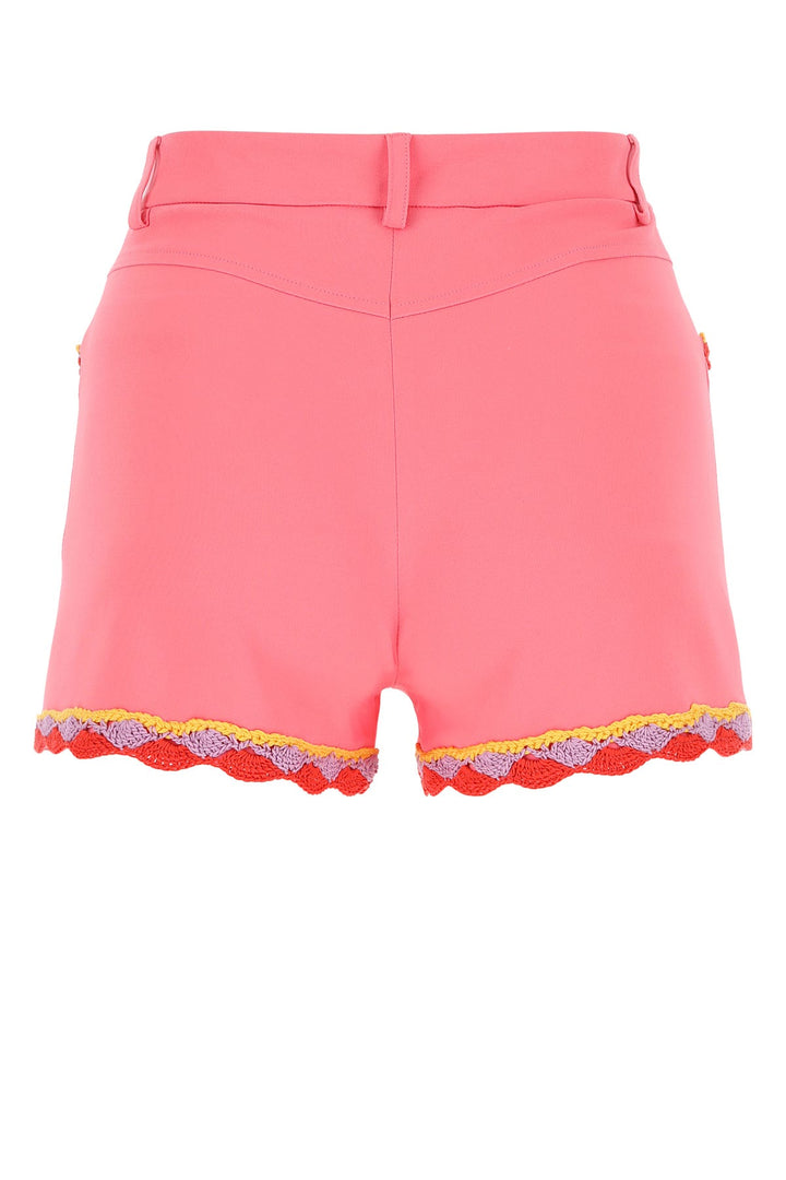 Pink stretch crepe shorts