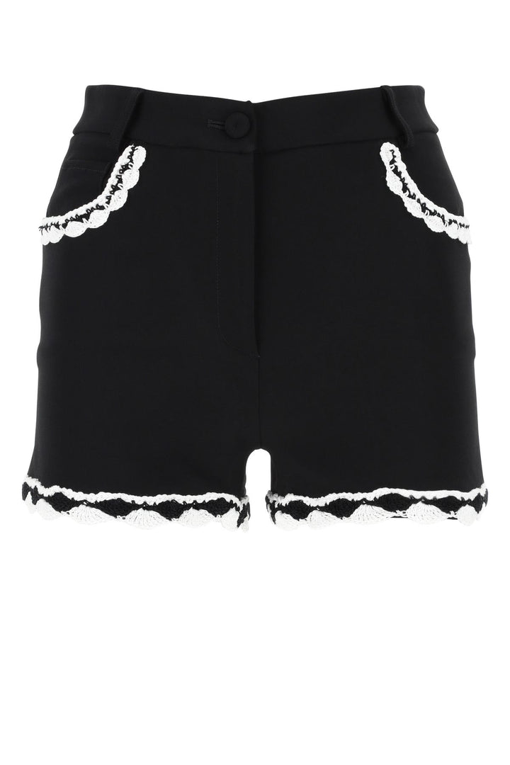 Black stretch crepe shorts