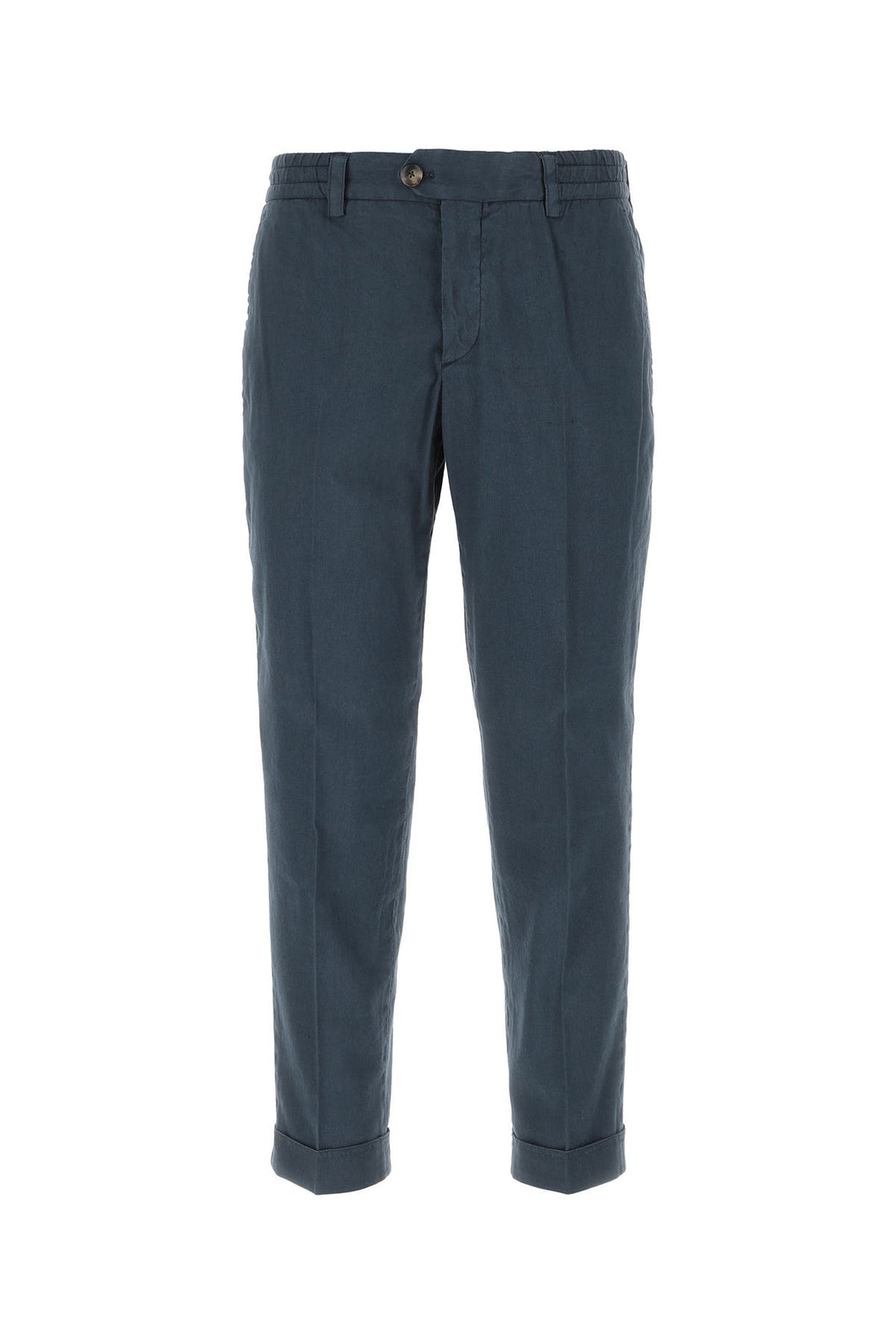 Navy blue stretch linen blend pant