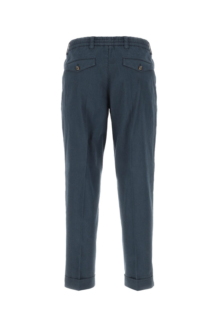 Navy blue stretch linen blend pant