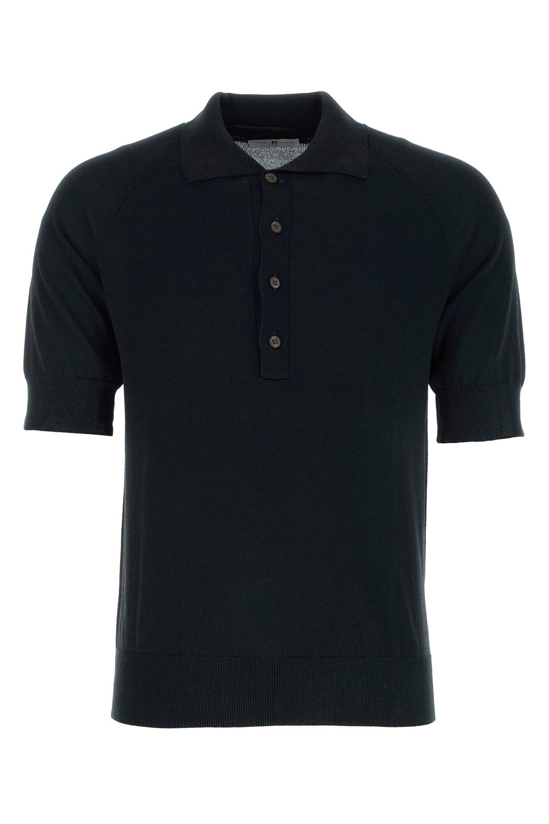 Black cotton blend polo shirt