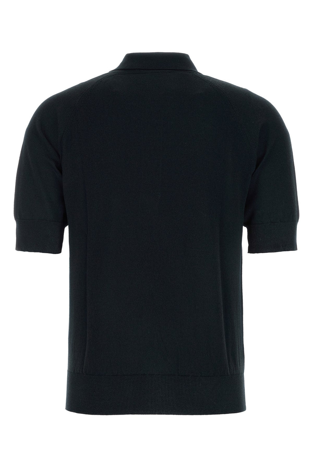 Black cotton blend polo shirt