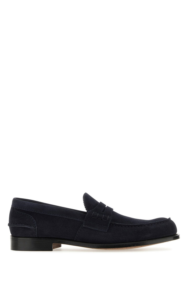 Navy blue suede Pembrey loafers