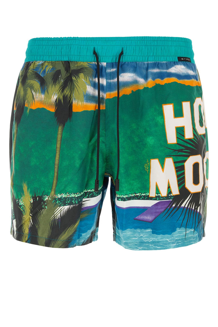 Printed nylon swimming shorts