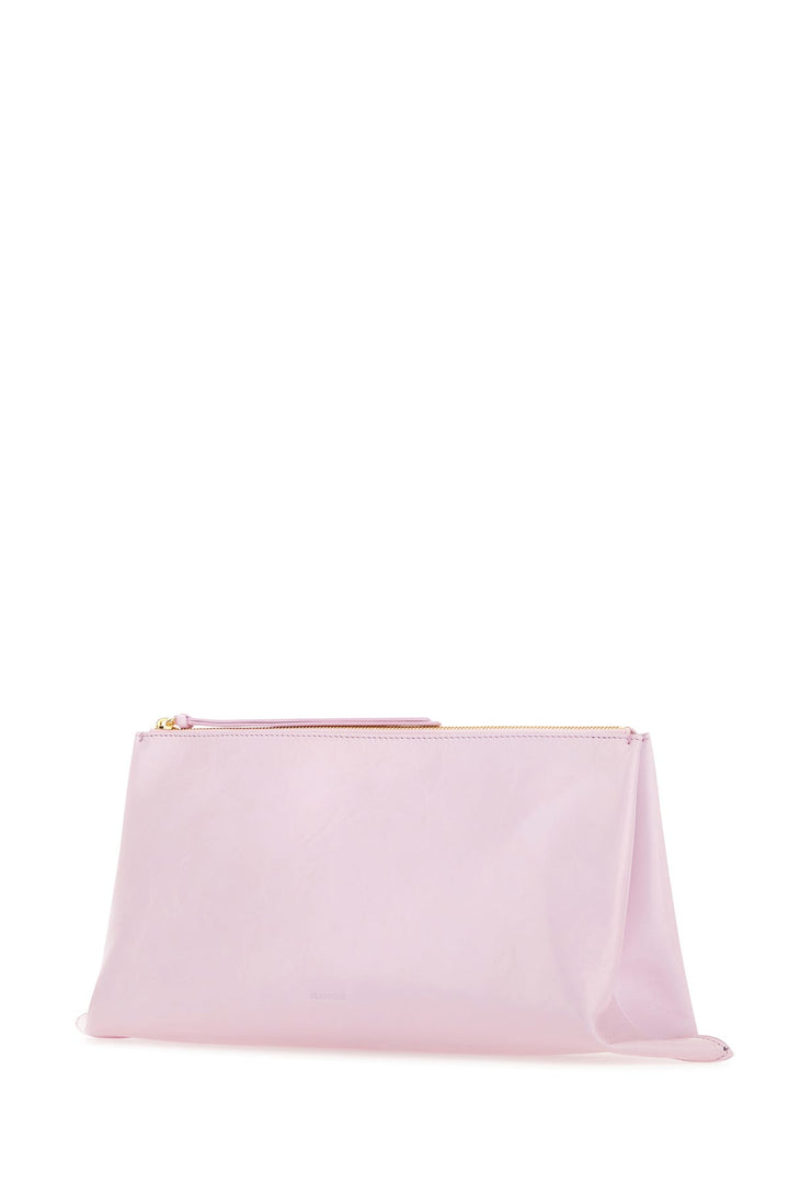 Pastel pink leather medium clutch