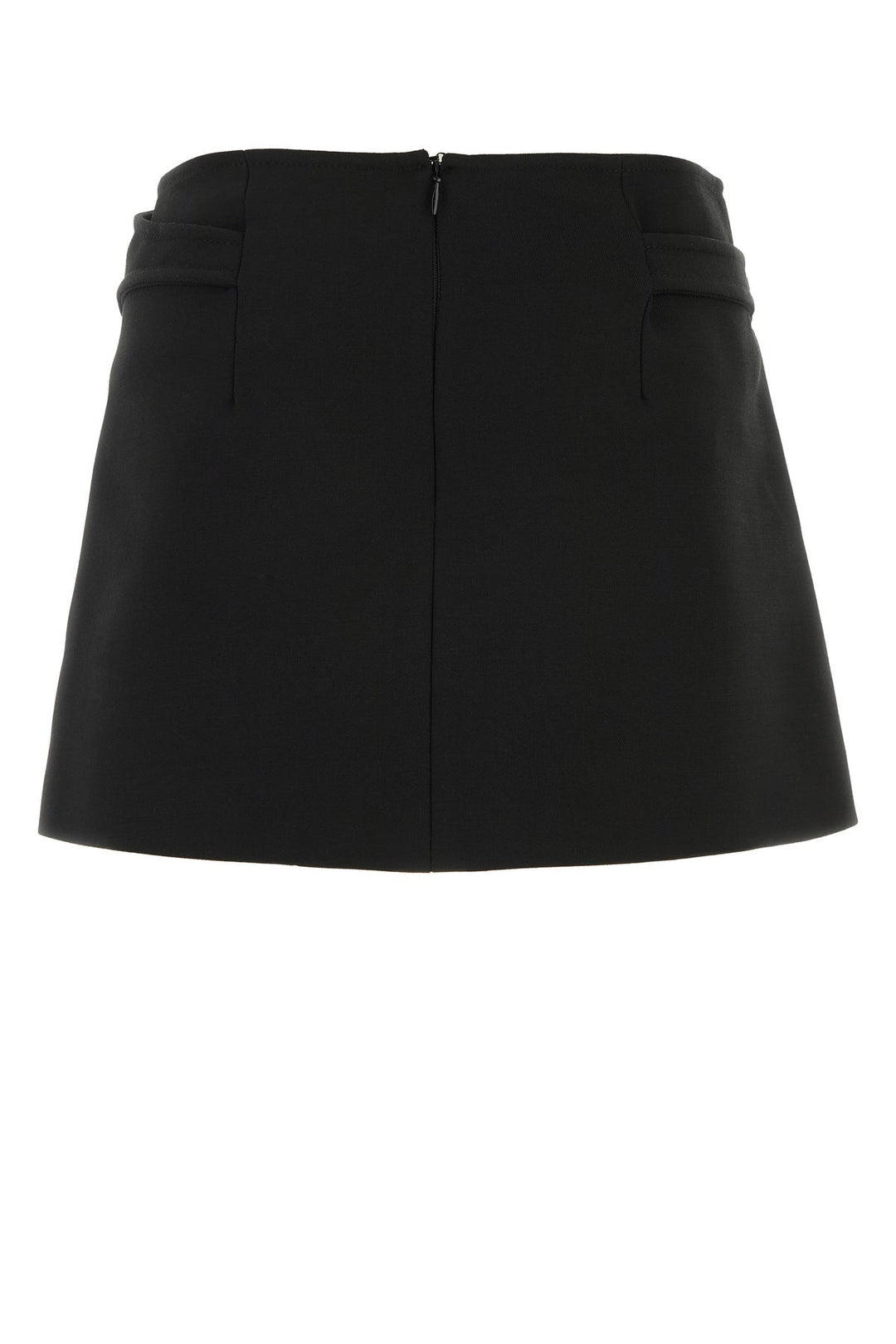 Black stretch twill mini skirt