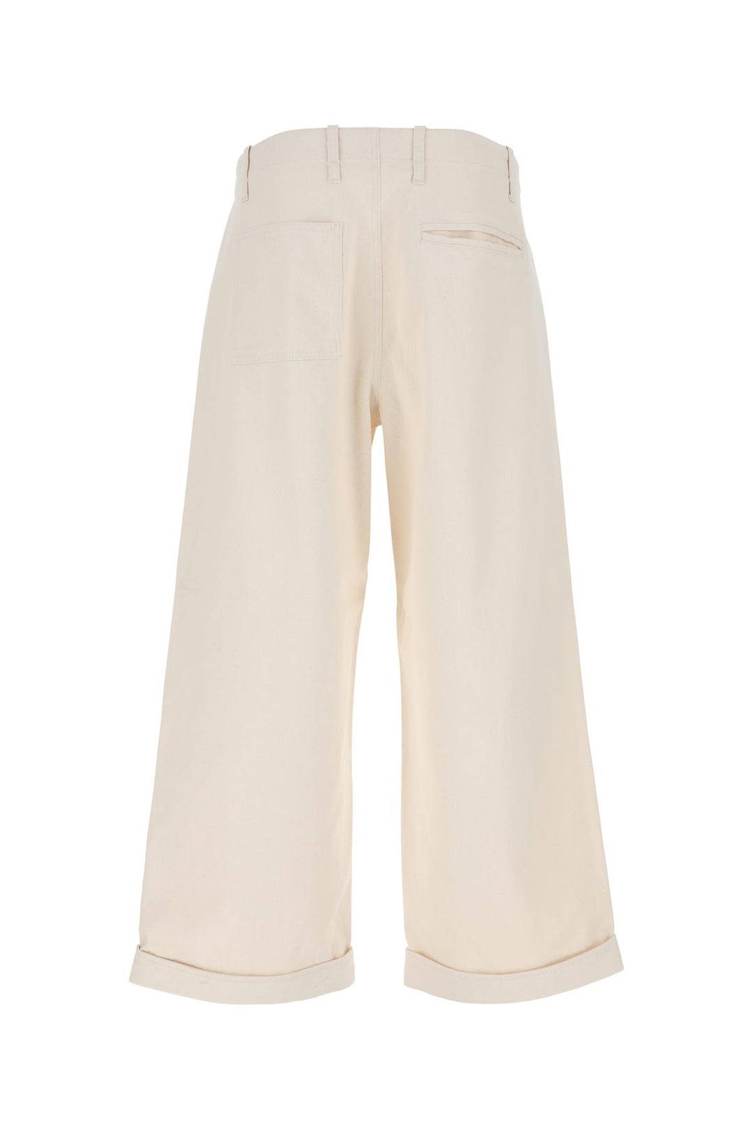 Melange ivory stretch cotton wide-leg pant