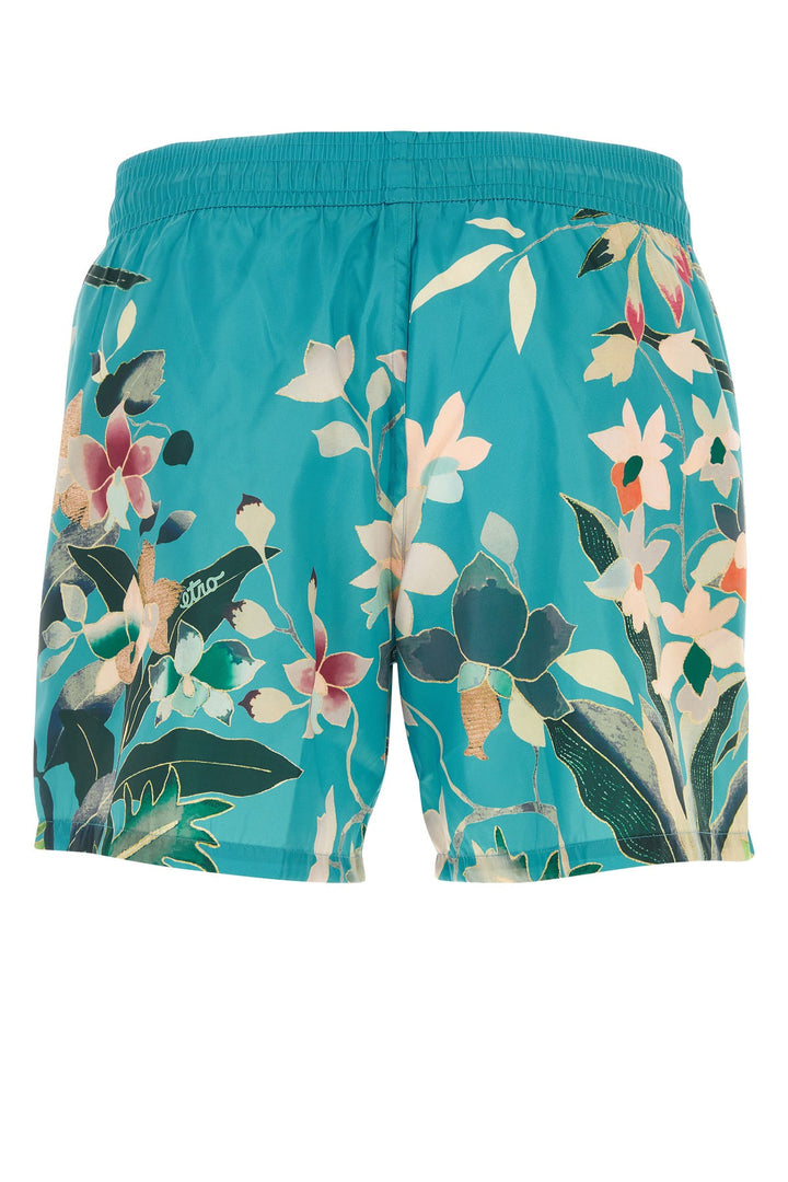 Printed satin swimming shorts