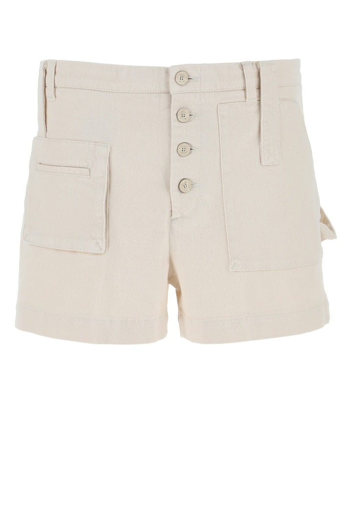 Melange ivory stretch cotton shorts