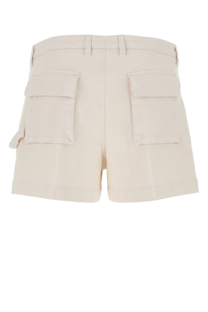 Melange ivory stretch cotton shorts