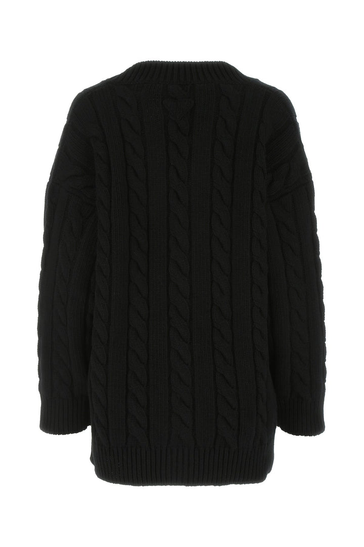 Black wool blend oversize cardigan