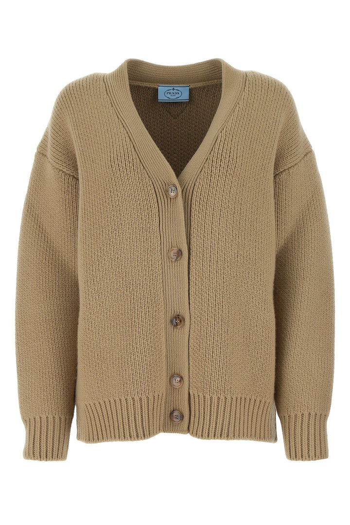 Beige wool blend oversize cardigan