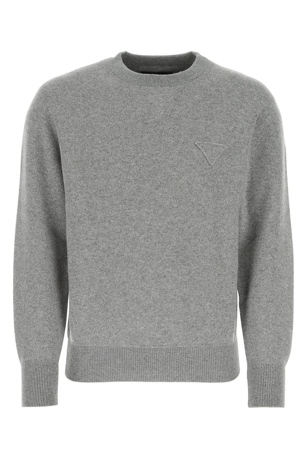 Melange grey stretch cashmere blend sweater