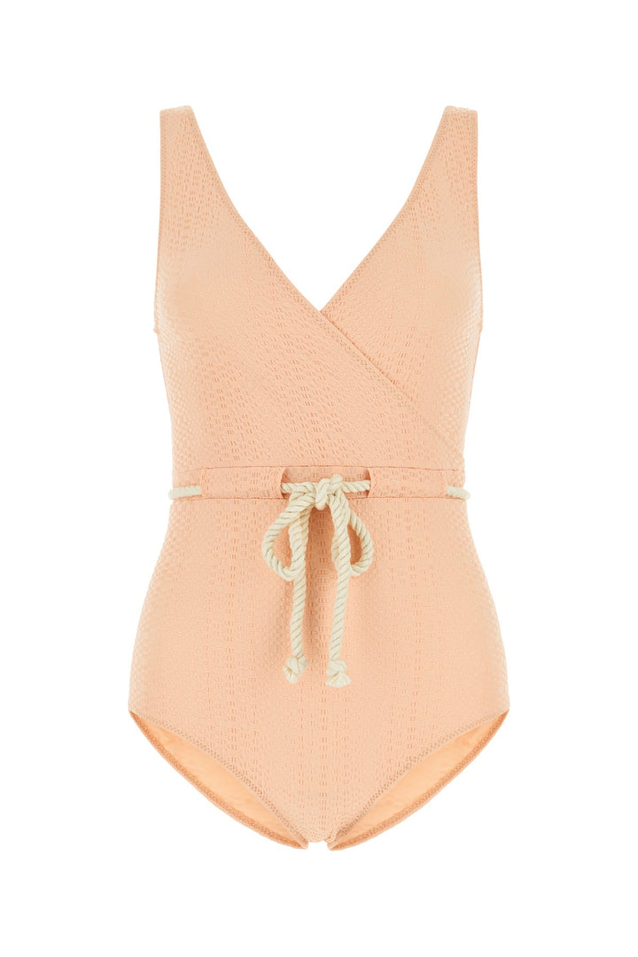 Light pink stretch seersucker Yasmin swimsuit