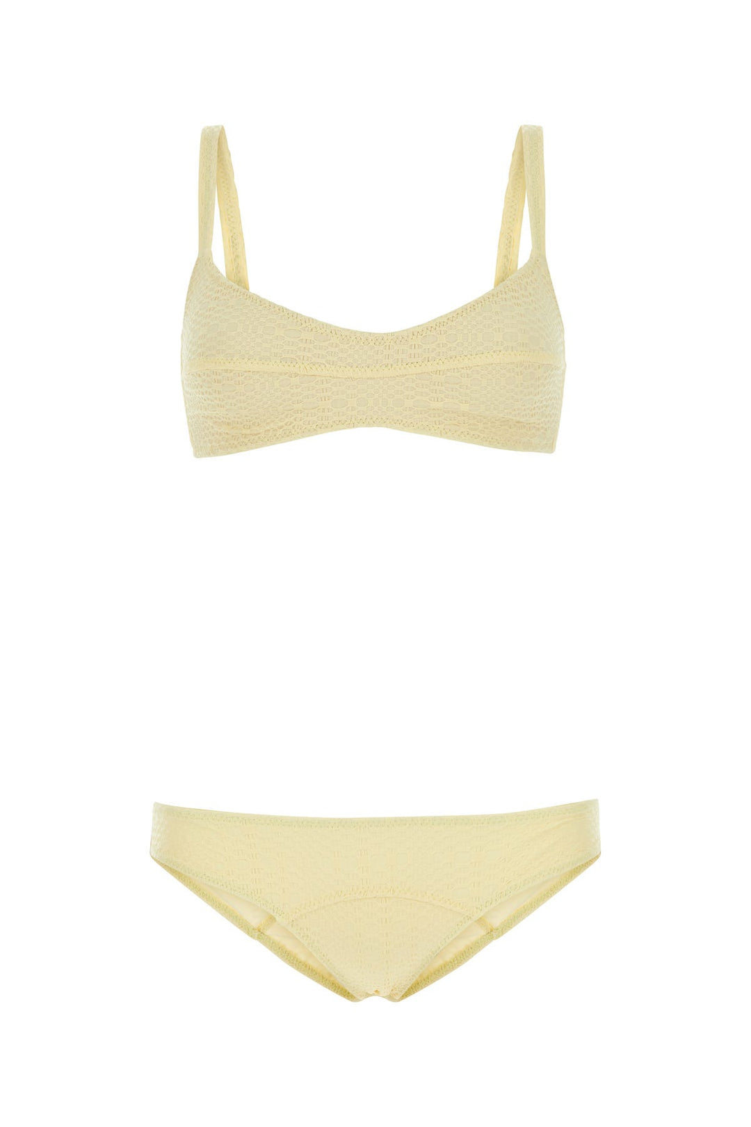 Cream stretch seersucker bikini