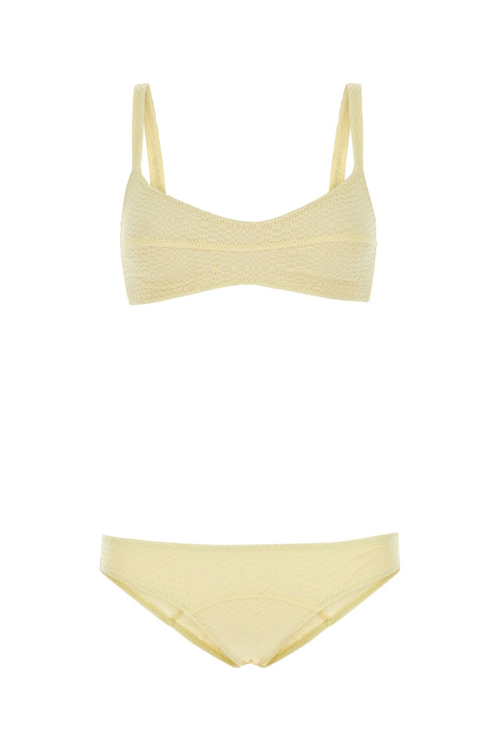 Cream stretch seersucker bikini