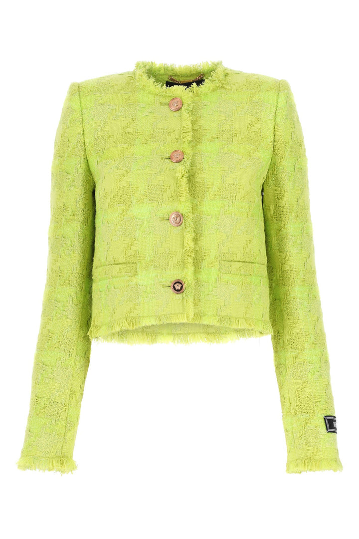 Acid green bouclÃ© blazer