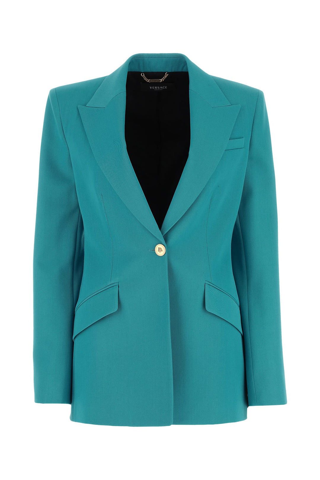 Teal green wool blazer