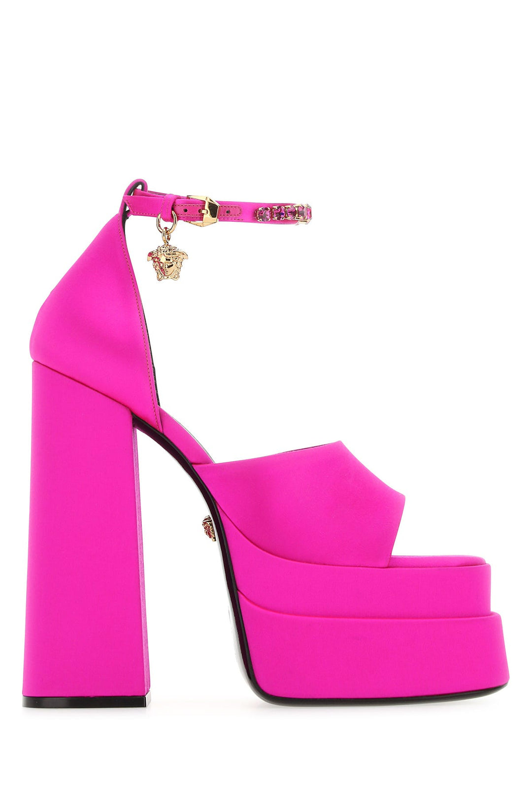 Fuchsia satin Medusa Aevitas sandals