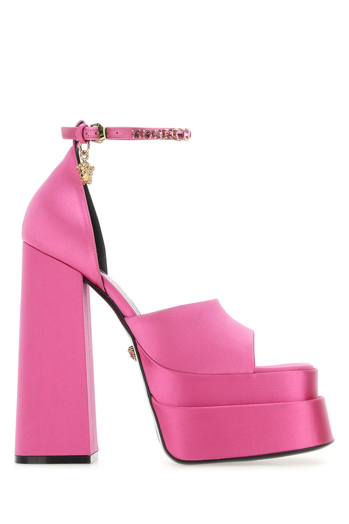 Fuchsia satin Medusa Aevitas sandals