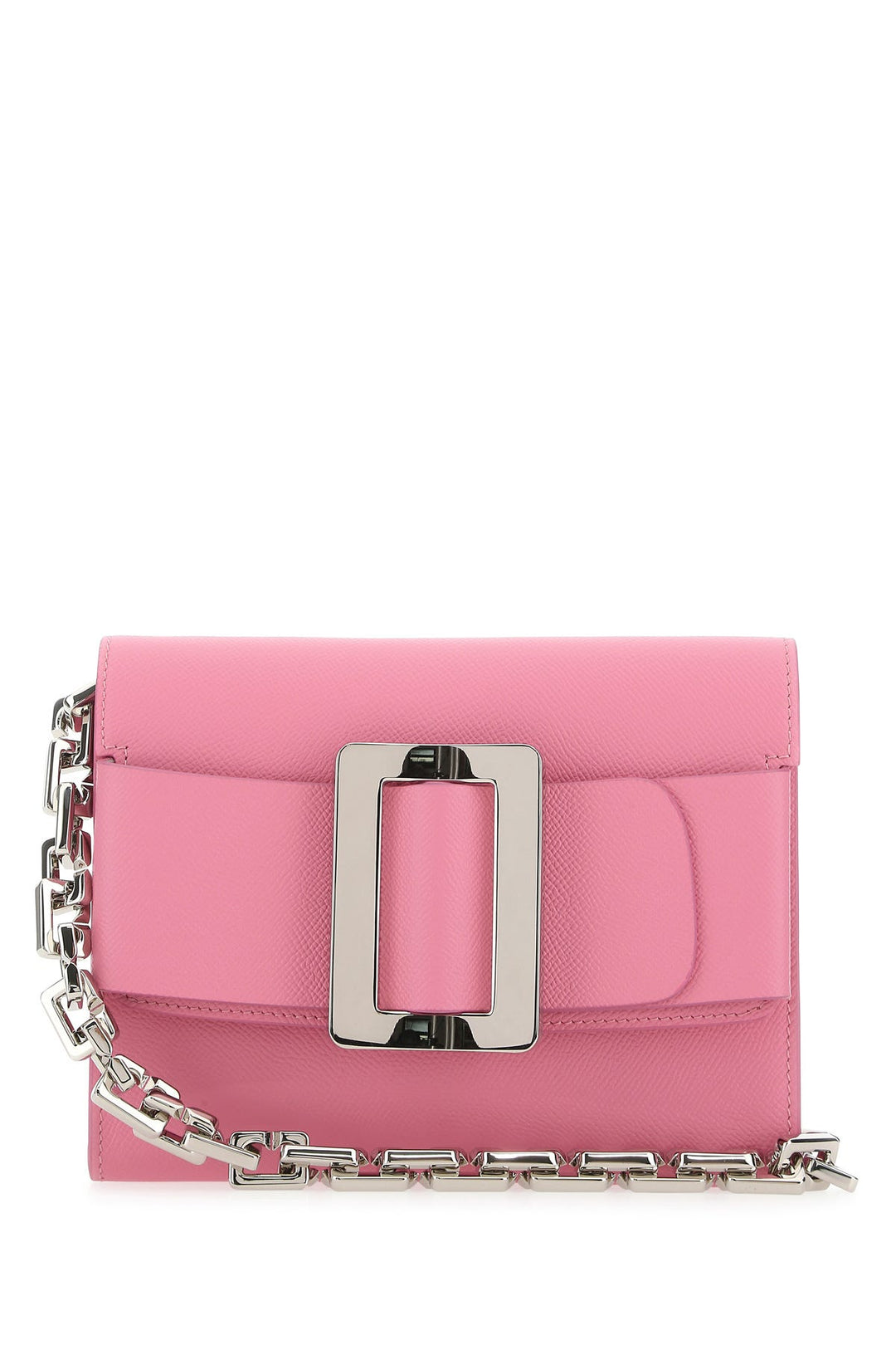 Pink leather Buckle Travel shoulder bag