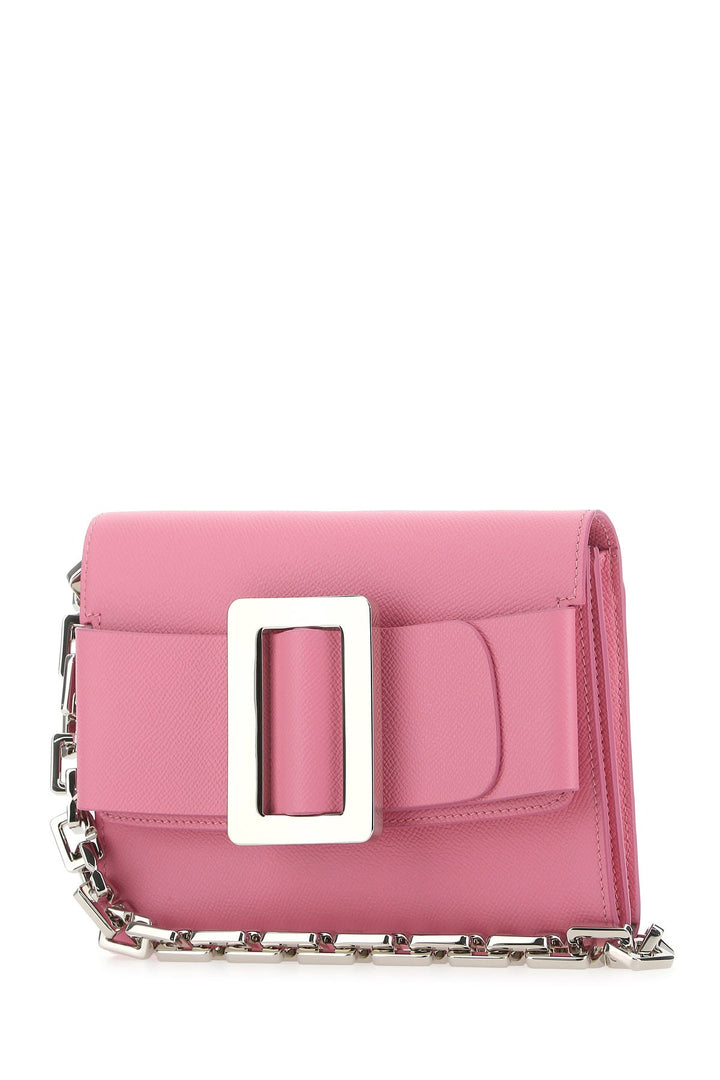 Pink leather Buckle Travel shoulder bag