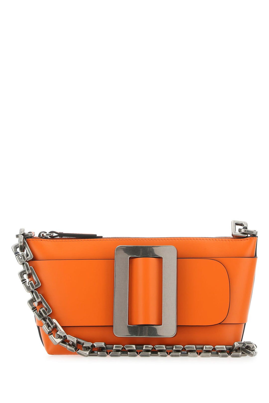 Orange leather Buckle shoulder bag