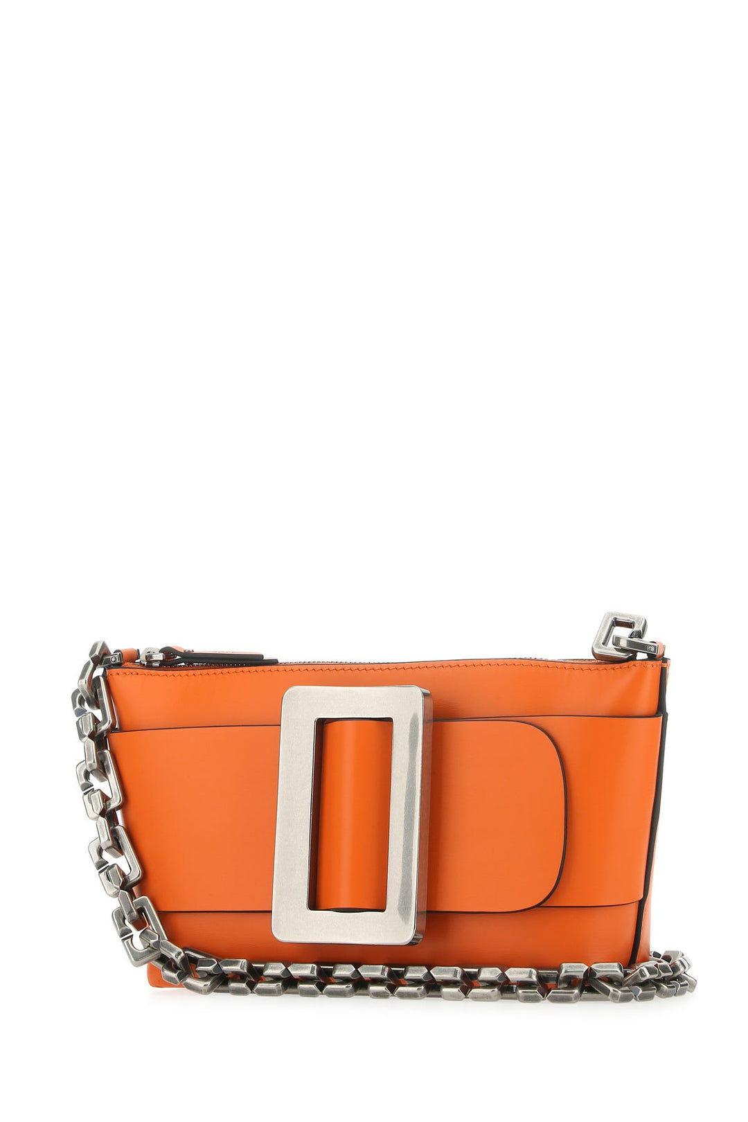 Orange leather Buckle shoulder bag