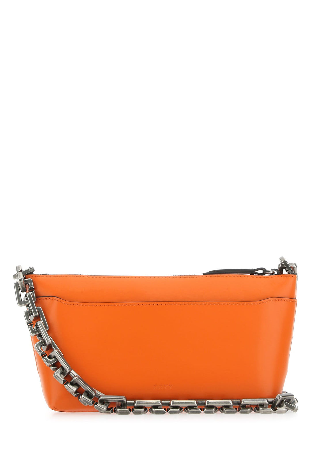 Orange leather Buckle shoulder bag