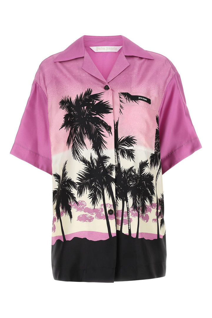 Printed silk oversize shirt