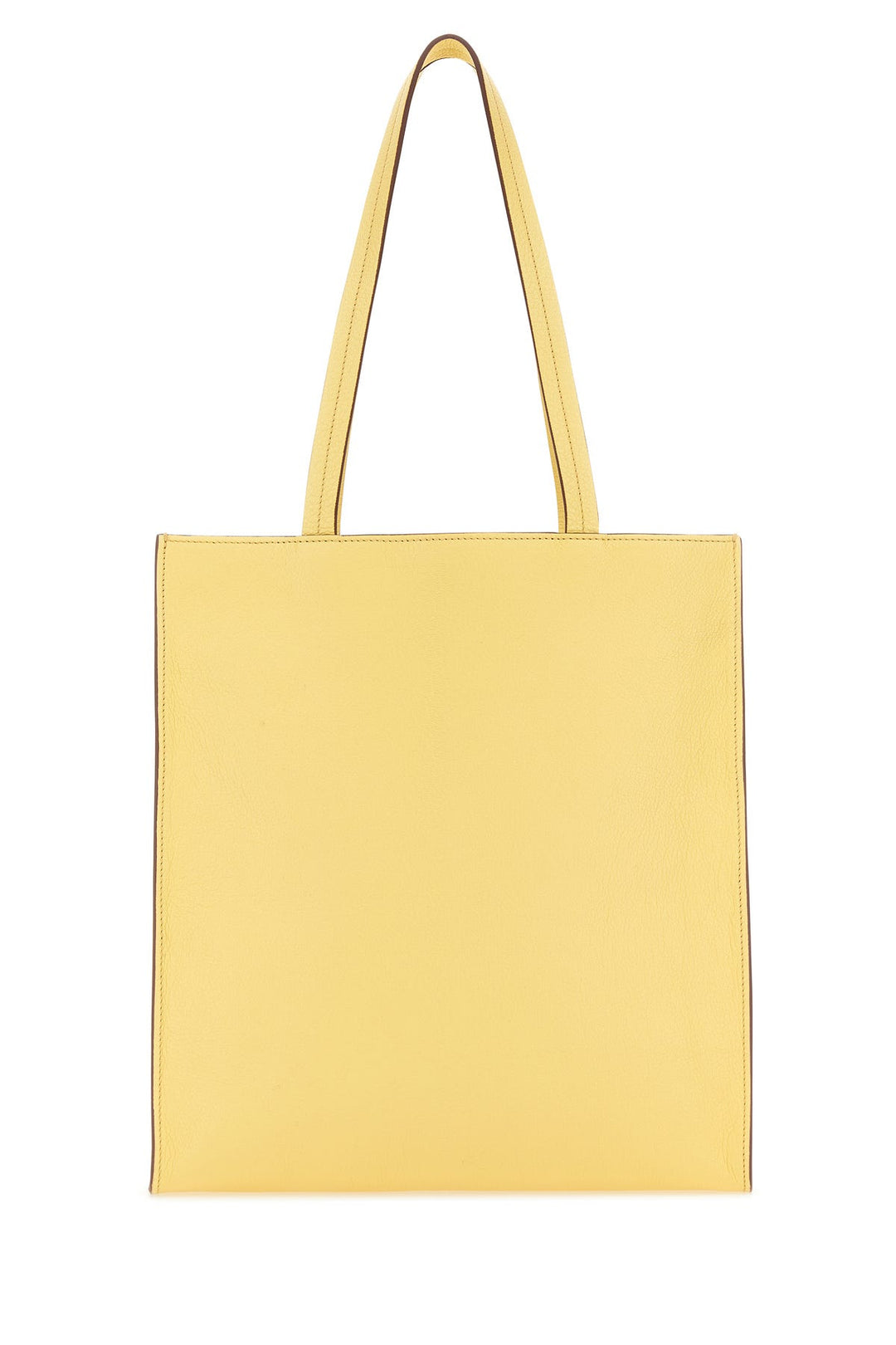 Pastel yellow leather shopping bag