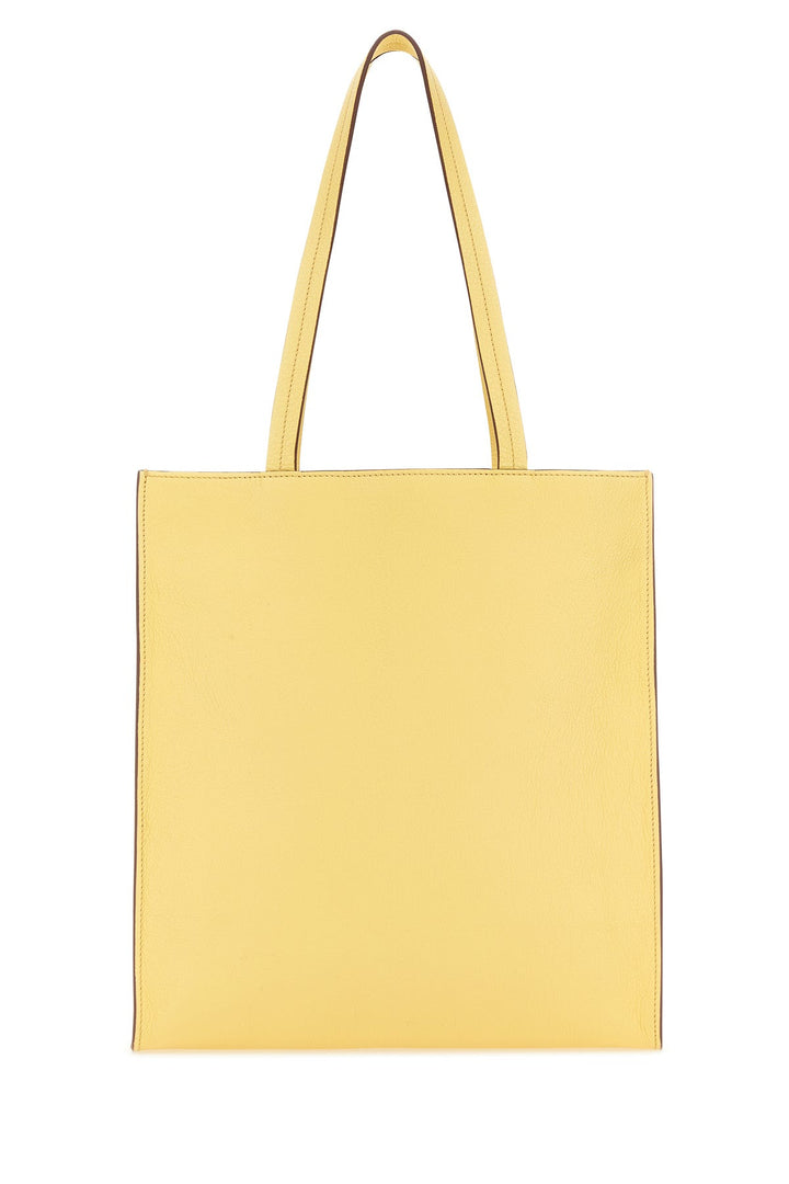 Pastel yellow leather shopping bag