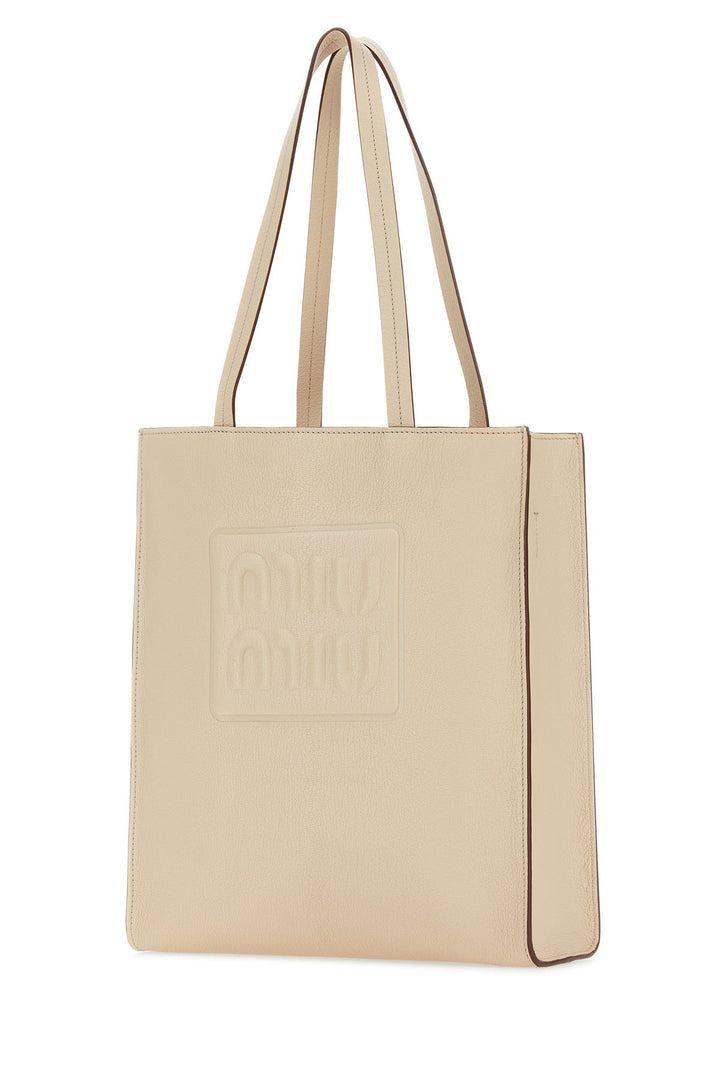 Sand leather shopping bag