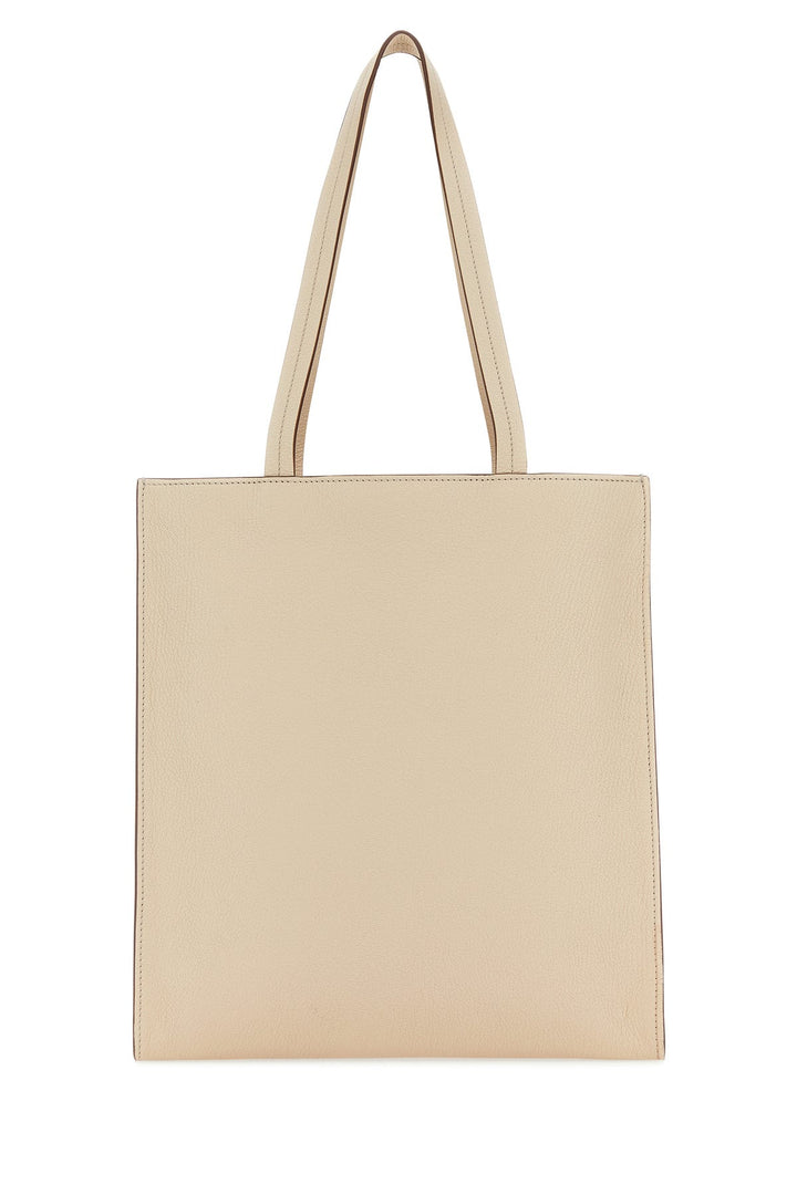 Sand leather shopping bag