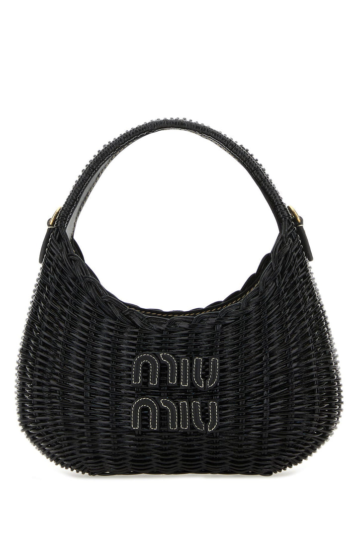 Black wicker Miu Wander handbag