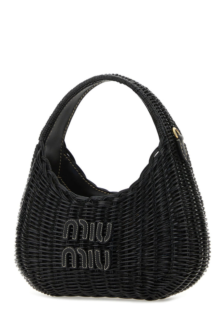 Black wicker Miu Wander handbag