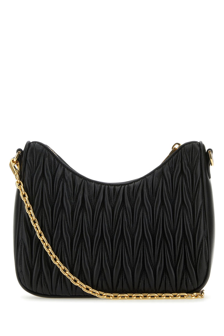 Black leather handbag