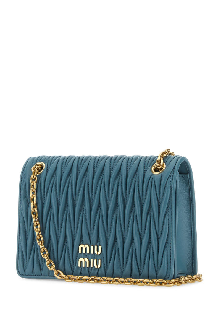 Teal green nappa leather mini shoulder bag