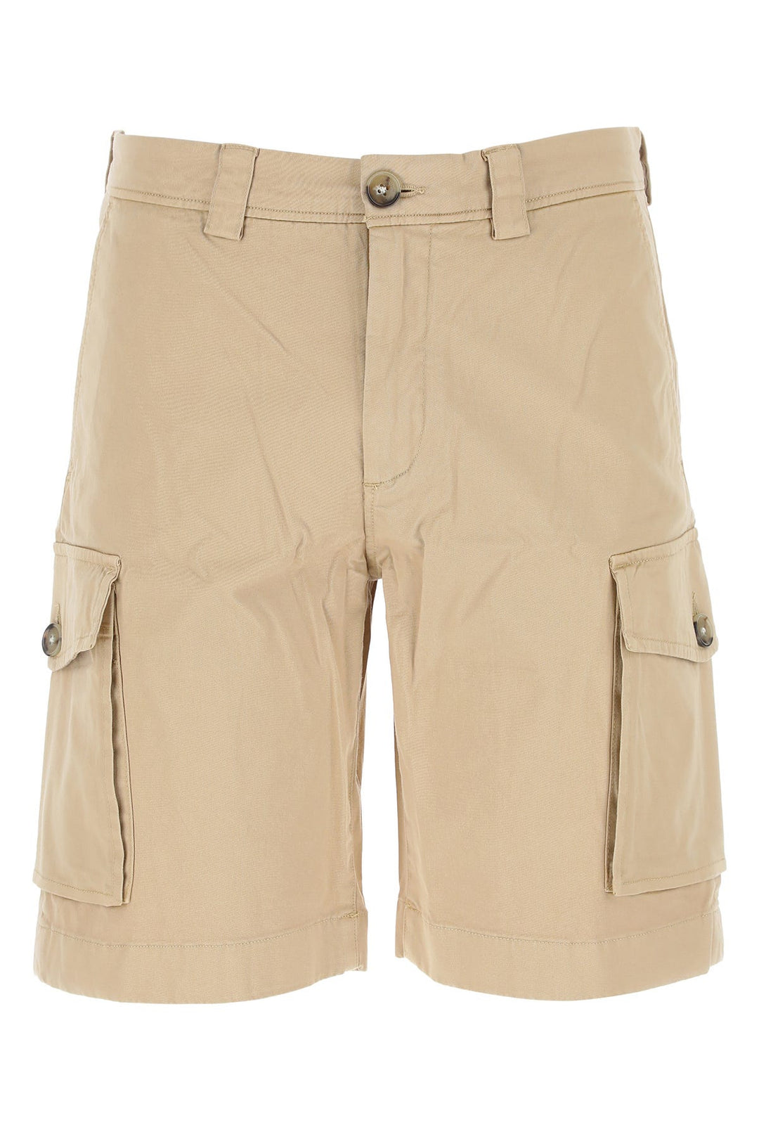 Beige stretch cotton bermuda shorts