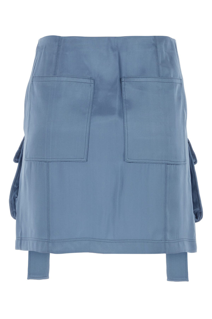 Cerulean blue satin mini skirt