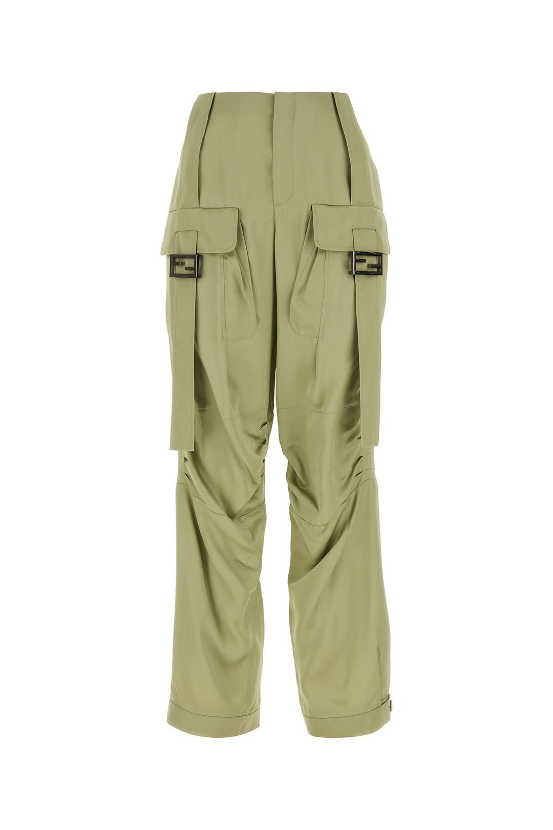 Sage green satin cargo pant