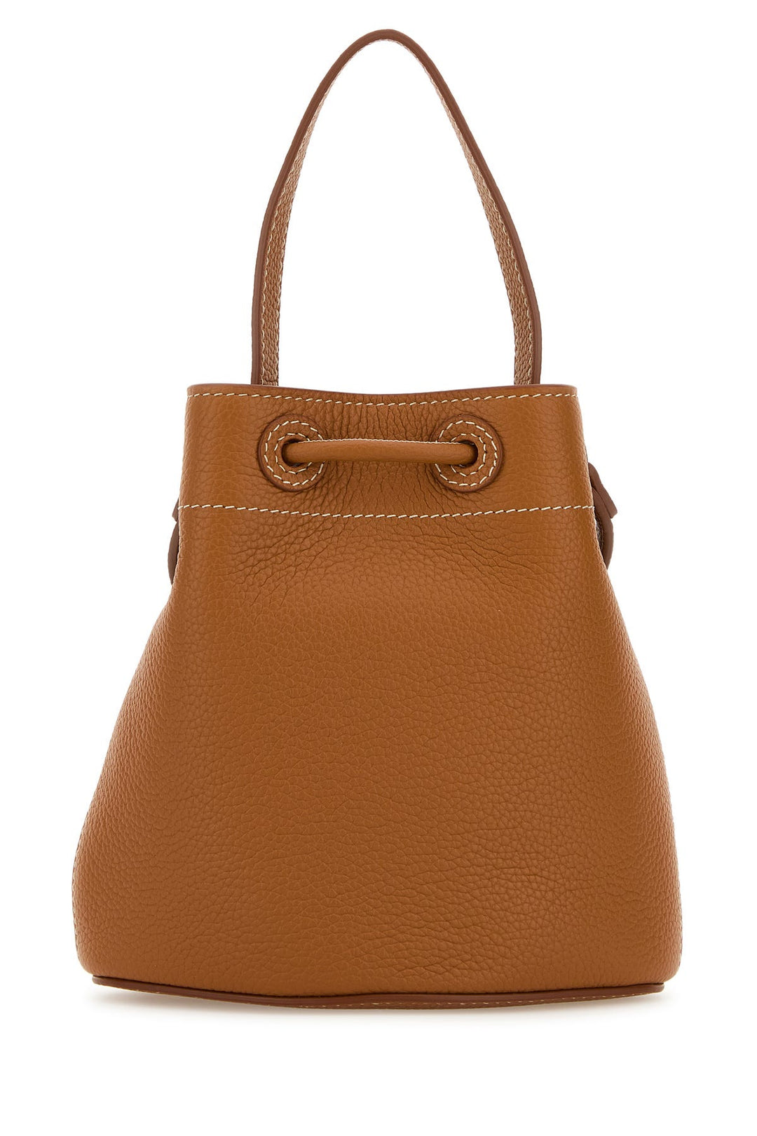 Orange leather bucket bag