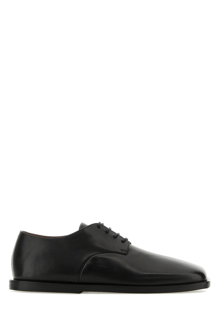 Black leather lace-up shoes