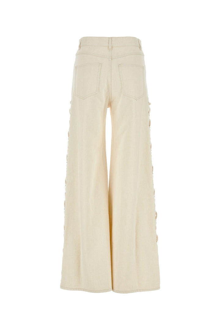 Ivory denim wide-leg jeans