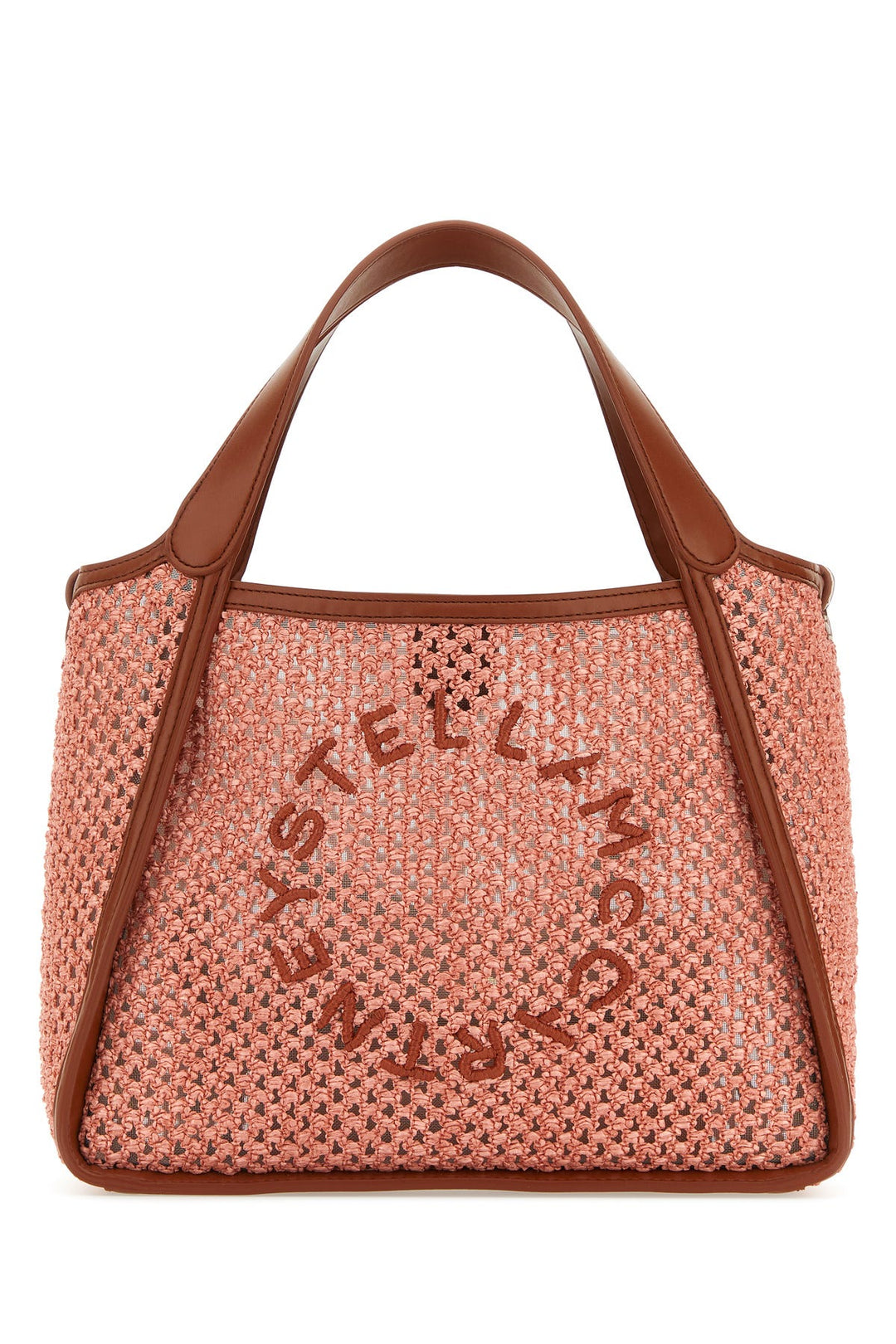 Pink raffia Stella Logo shoulder bag