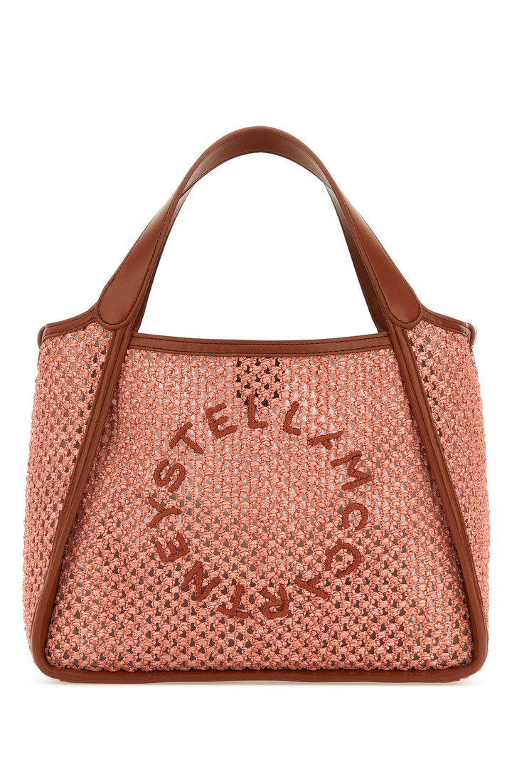 Pink raffia Stella Logo shoulder bag