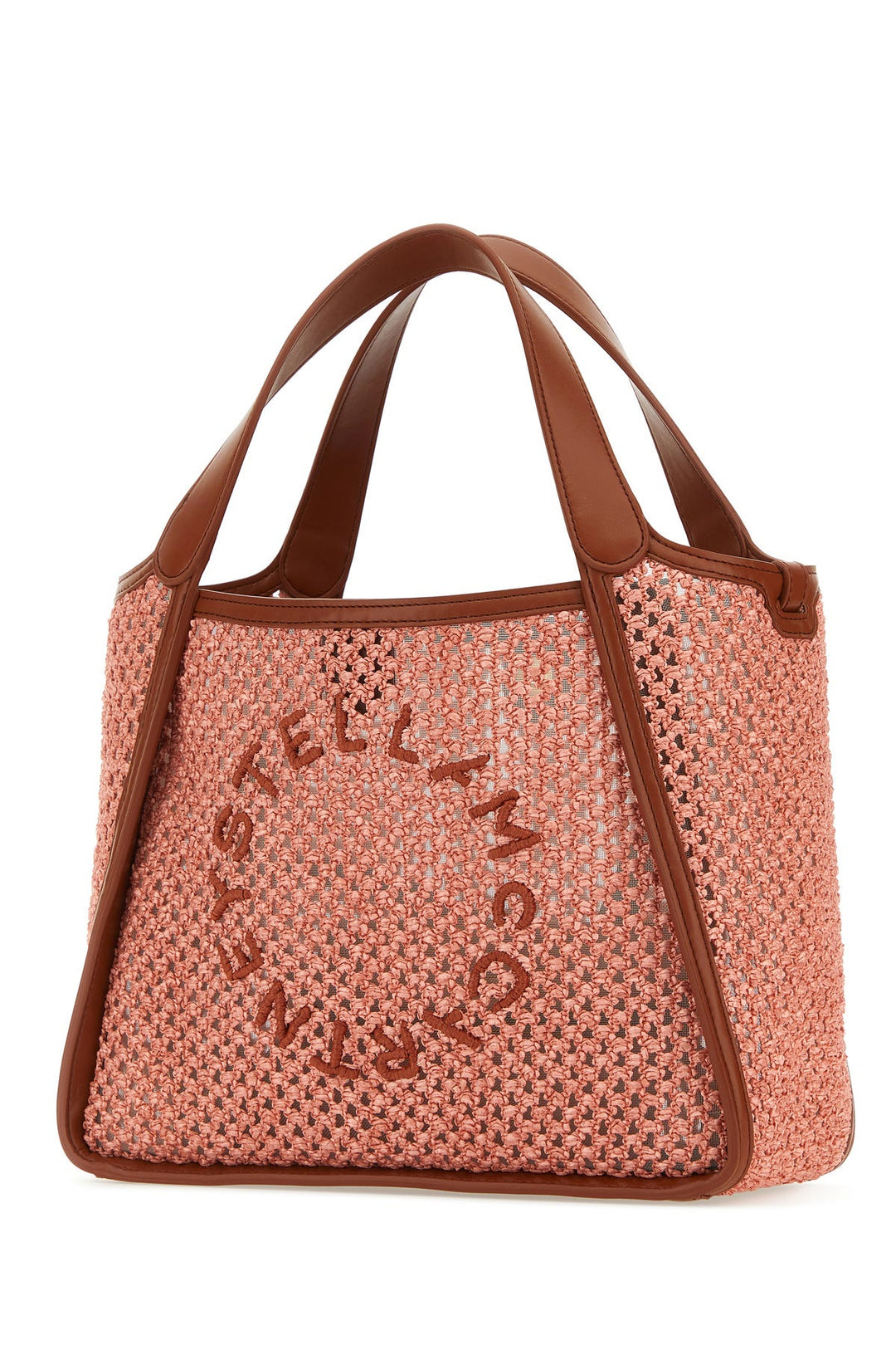 Pink raffia Stella Logo shoulder bag