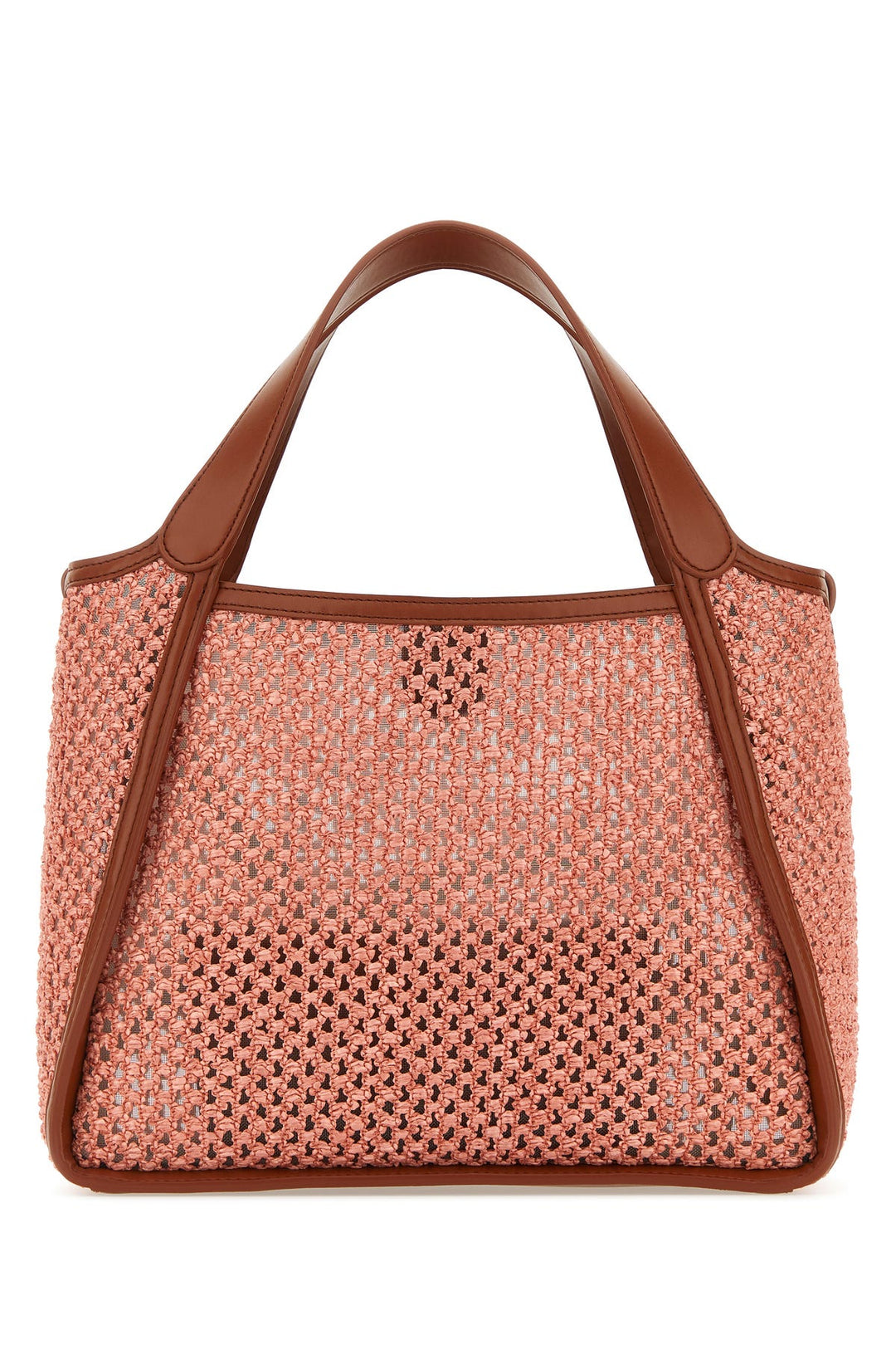 Pink raffia Stella Logo shoulder bag